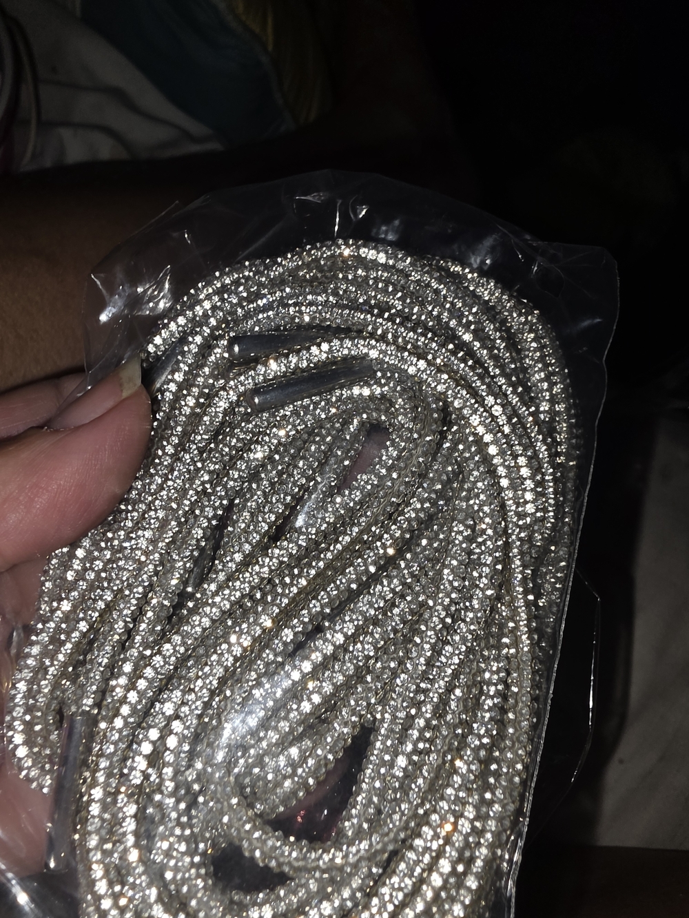 Sparkling Rhinestone  shoe laces - Silver